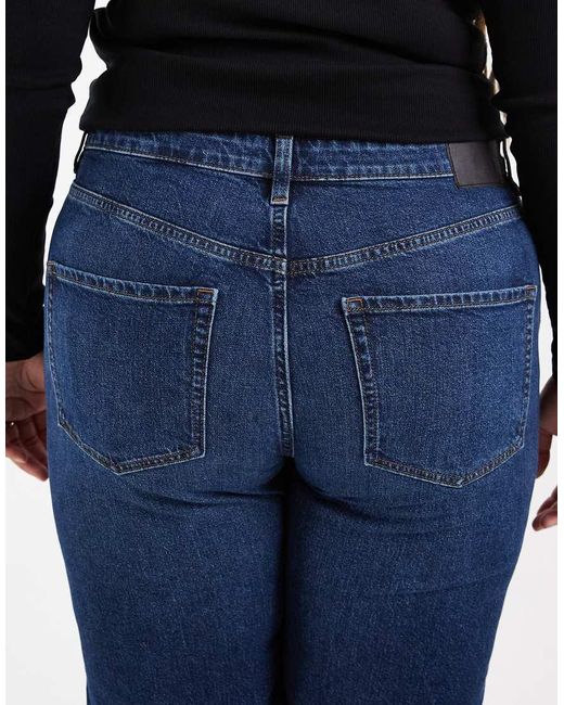 ASOS Blue Asos Design Curve Ankle Grazer Comfort Stretch Straight Leg Jeans