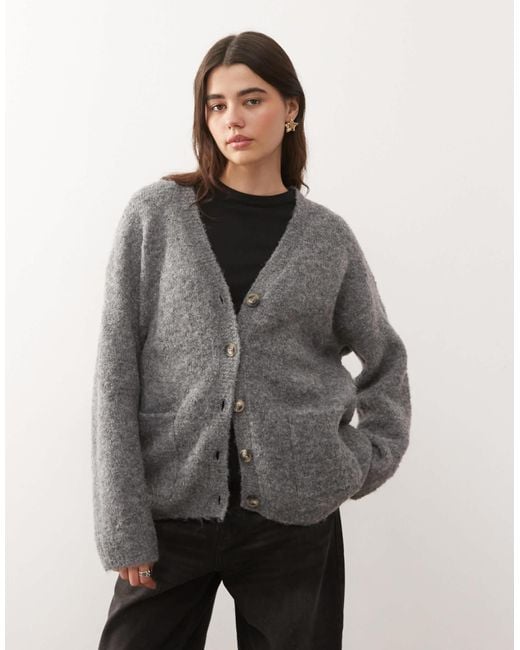 Noisy May Gray Oversized Knitted Cardigan