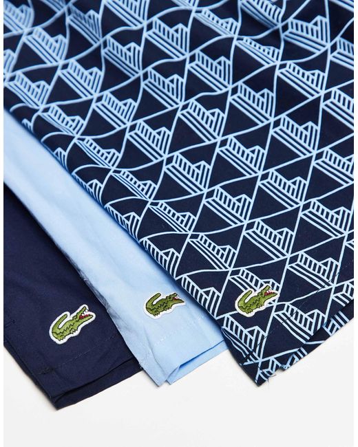 Lacoste – 3er-pack gewebte boxershorts in Blue für Herren