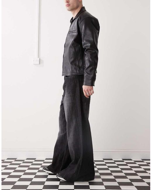 Cheap Monday Black Rad Super Wide Leg Skater Jeans for men
