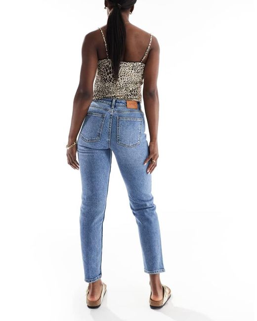 ONLY Blue Emily High Waisted Straight Leg Jeans