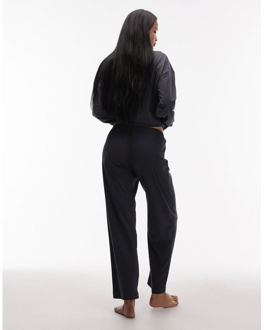 ARKET Blue – mix and match – langärmlige pyjamahose aus weicher, reiner baumwolle