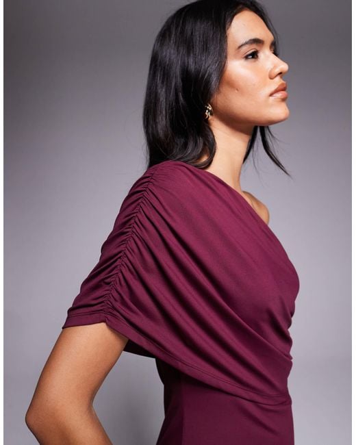 ASOS Purple One Shoulder Draped Mini Dress