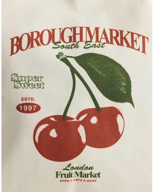 Jack & Jones White Canvas Tote Bag With Borough Market Print for men
