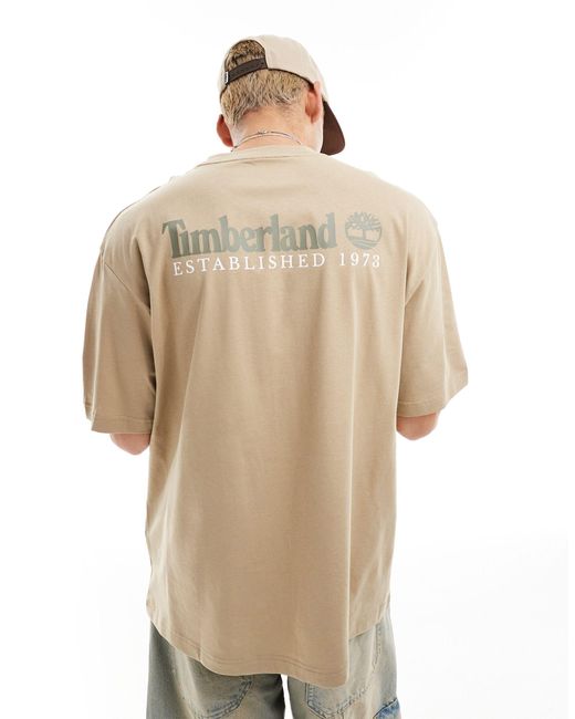 Timberland Natural Large Script Logo Back Print Oversized T-shirt for men