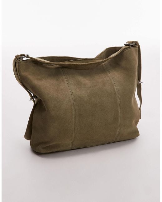 ASOS Green Suede Buckle Tote Bag