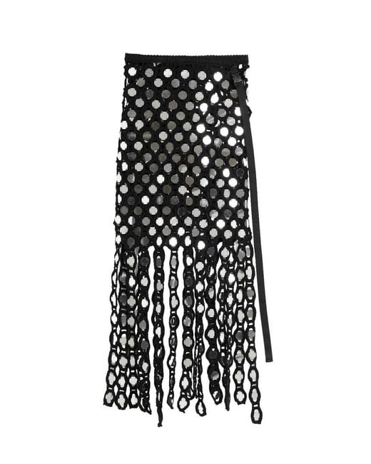 Desigual Blue Crochet Pareo With Sequins