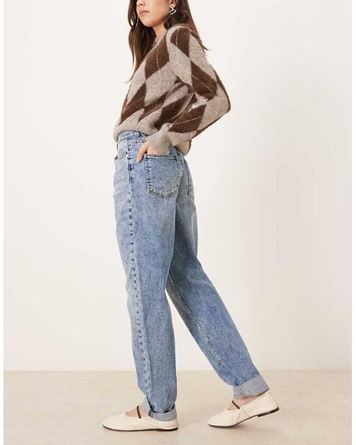 ASOS Blue High Rise Relaxed Mom Jean