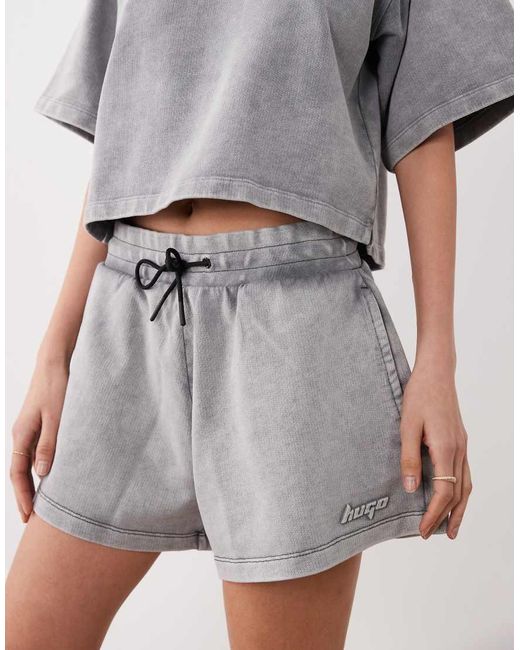 HUGO Gray Norlina Drawstring Jersey Shorts