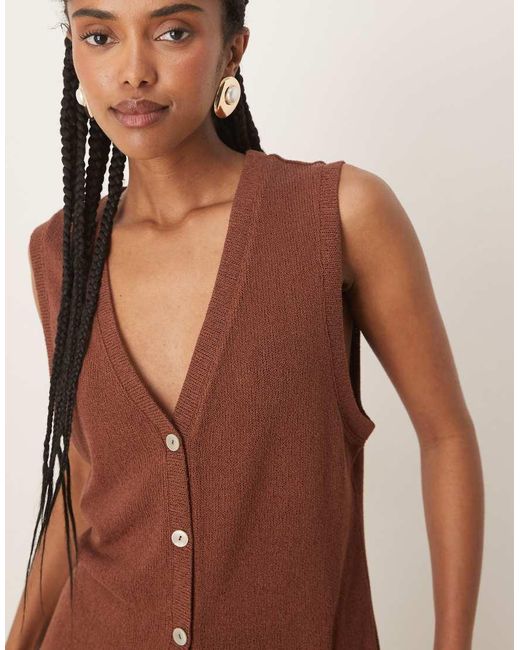 Nobody's Child Brown Longline Textured Waistcoat