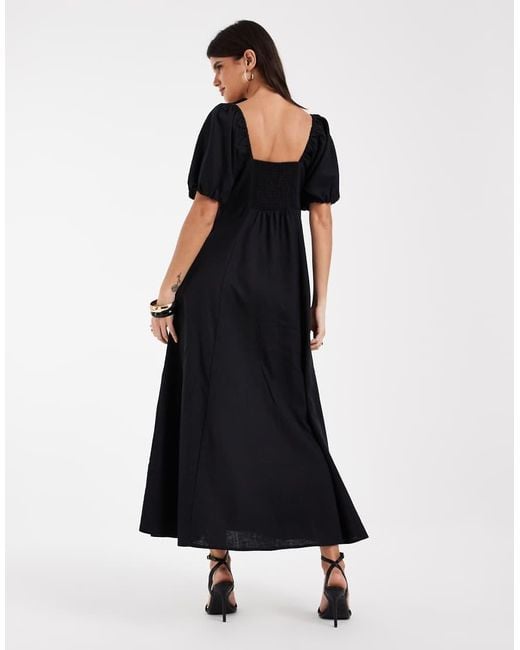Gap Black Button Front Linen Maxi Dress