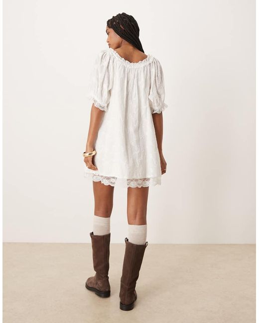 Free People Natural Juno Mini Lace Babydoll Dress