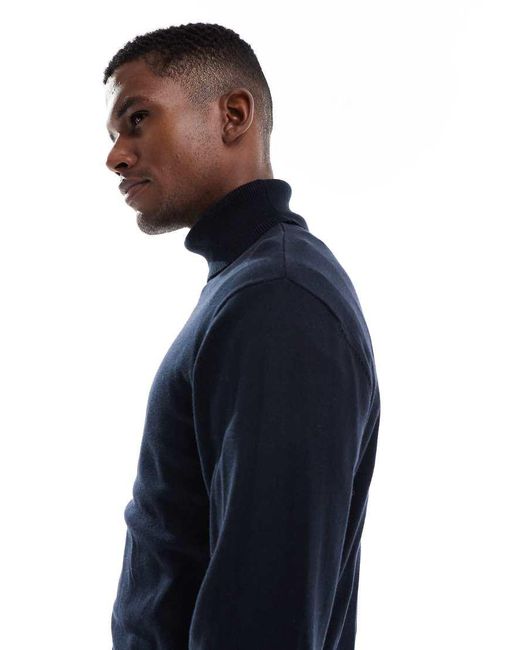 Jack & Jones Blue Roll Neck Jumper for men