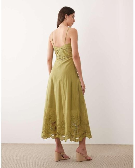 Nobody's Child Natural Brooke Cotton Rich Broderie Anglaise Detail Cami Midi Dress