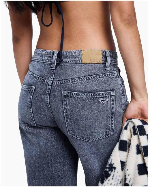 Roxy Blue Milla Wide Leg Regular Mid Cropped