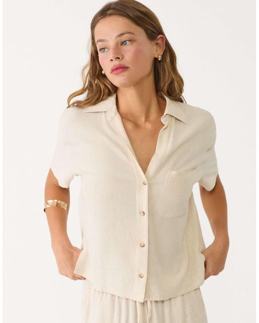 Stradivarius Natural – kurzärmliges hemd