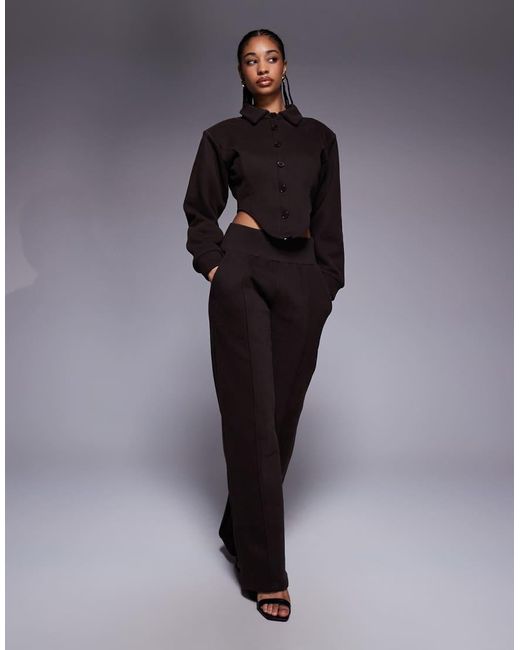 Wanderdoll Blue Hattie Cotton Blend Tailored Collared Corset Detail Shirt Co-ord