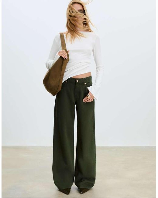 Stradivarius White D91 Low Wide-leg Jeans