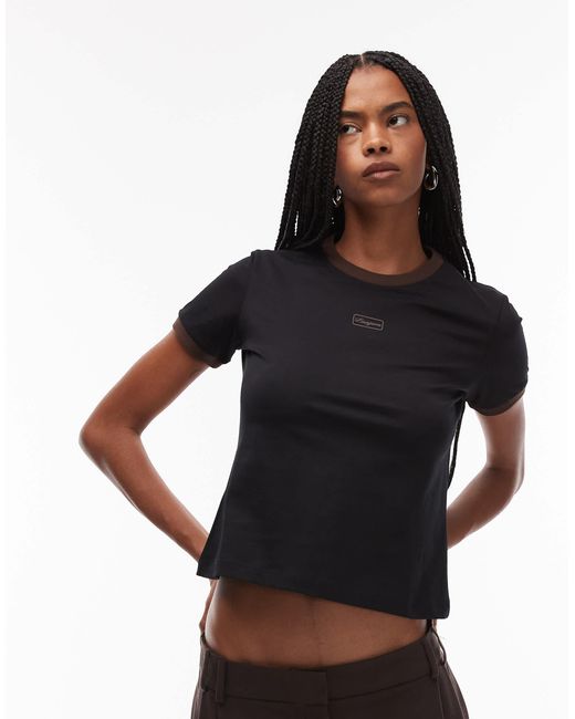 laagam Black Hera Cotton Logo Ringer T-shirt