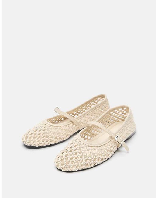 Pull&Bear Natural Mesh Ballerinas