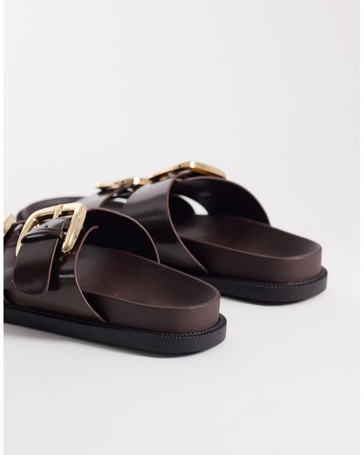 SEQWL Brown – flache sandalen