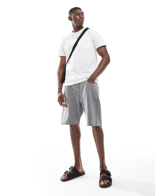 Pantalones Cortos Vaqueros Grises De Corte Suelto Tony De Jack & Jones de hombre de color White