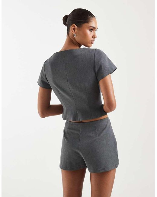 ASOS Gray Wrap Front Tailored Top