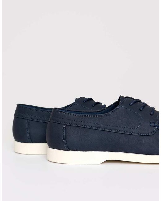 Threadbare Blue Faux Suede Boat Shoes for men