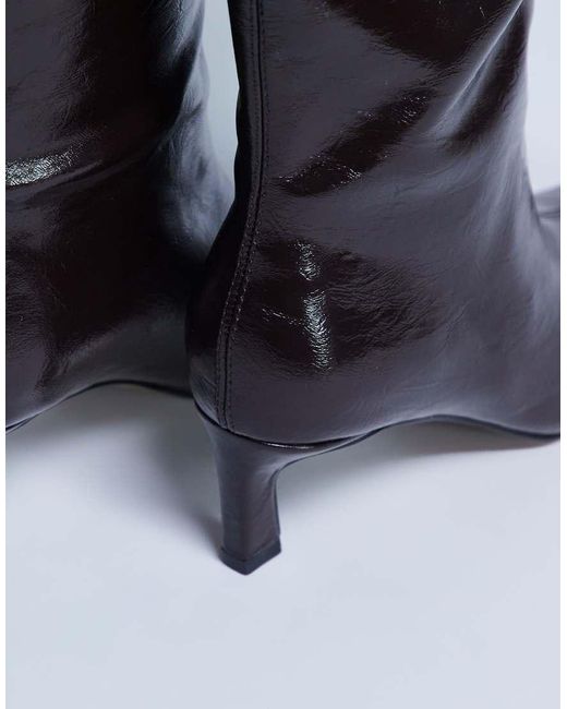 Botas Por La Rodilla Marrón Chocolate Oscuro Con Puntera Fina Tanya De TOPSHOP de color Black