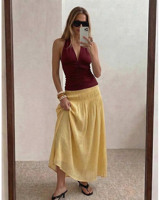 NA-KD Multicolor Smock Waist Detail Maxi Skirt