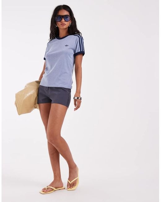 Adidas Originals Blue Slim Fit Three Stripe T-shirt