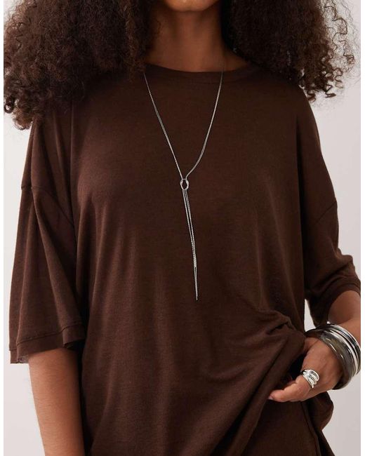 SNDY'S Brown Fine Knit Drop Shoulder T-shirt