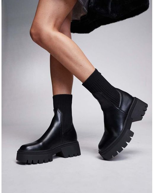 SIMMI Black Simmi London Malakai Sock Ankle Boot