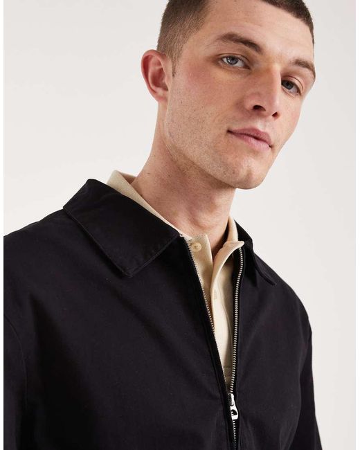 ASOS Black Cotton Harrington Jacket for men