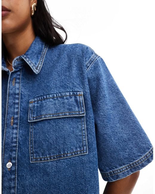 Miss Selfridge Blue Denim Boxy Shirt