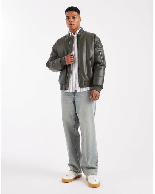 ASOS Gray Oversized Bomber Jacket for men