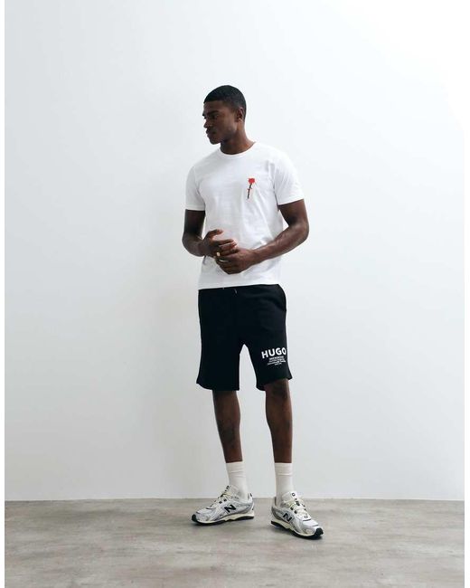 HUGO White Nomario Loose Fit Jersey Shorts for men