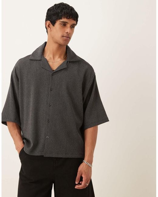 ASOS – strukturiertes boxy fit oversize-hemd in Gray für Herren