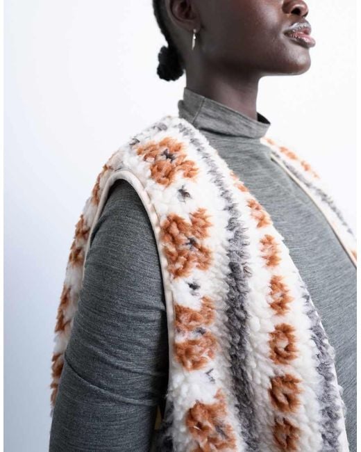 TOPSHOP Gray Borg Abstract Printed Gilet