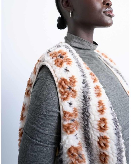 TOPSHOP Bodywarmer Van Borg Met Abstracte Print in het Gray