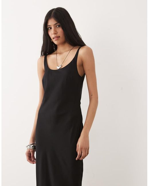 ASOS Black Scoop Neck Maxi Column Dress