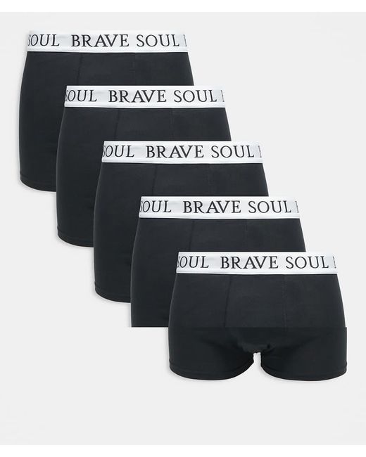 Brave Soul Black 5 Pack Boxers With Logo Waistband for men