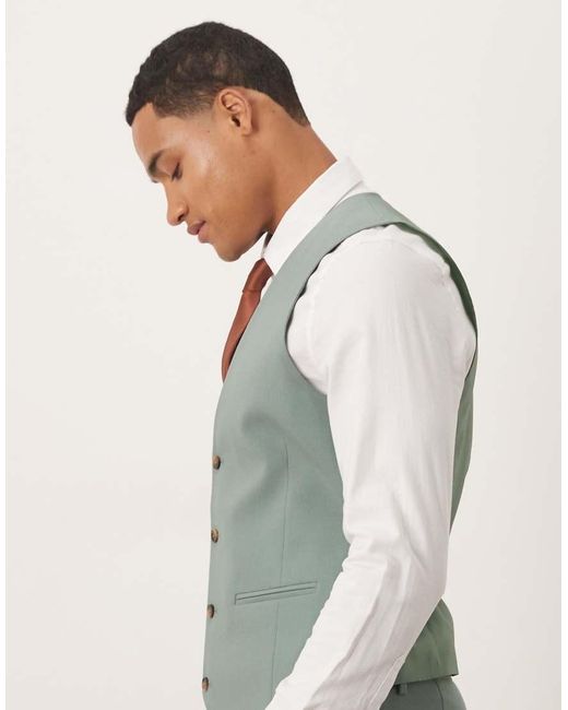 ASOS Green Skinny Suit Waistcoat for men