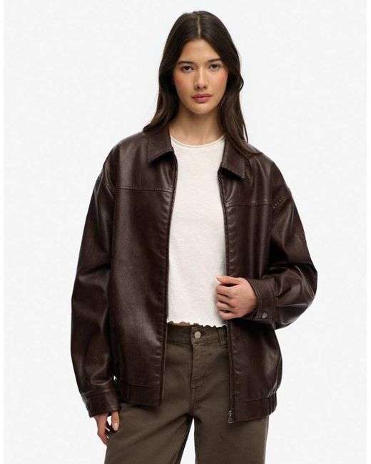 Superdry Black Collared Oversized Bomber Jacket