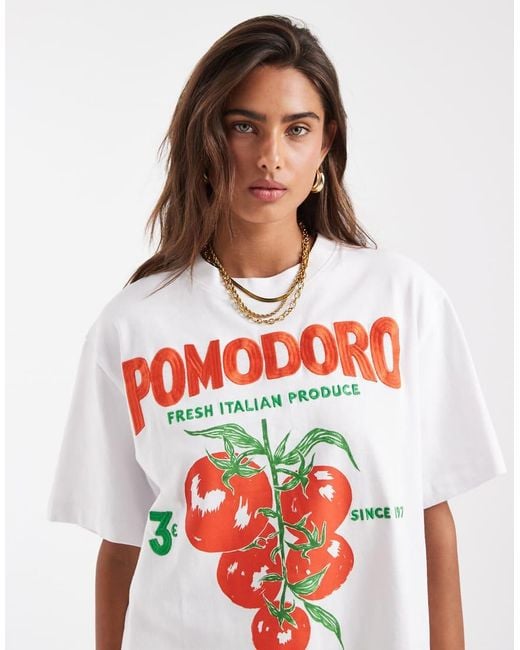 ASOS White Oversized Tee With Tomato Graphic