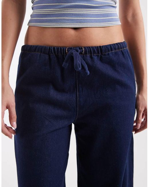 ASOS Blue Pull On Barrel Leg Jeans