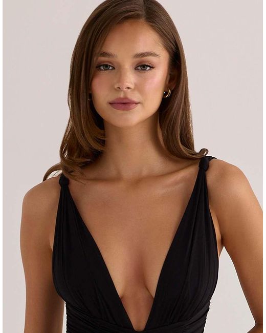 House Of Cb Black Tabitha Liquid-Soft Jersey Plunge Maxi Dress