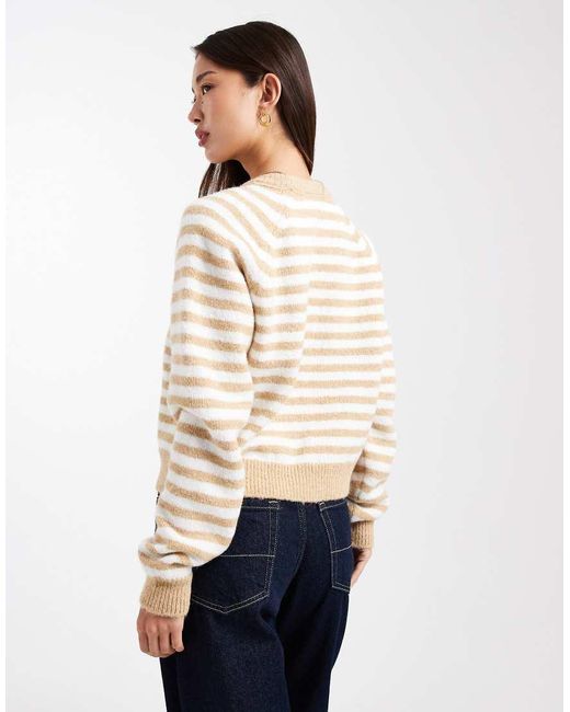 ASOS Natural Fluffy Stripe Jumper