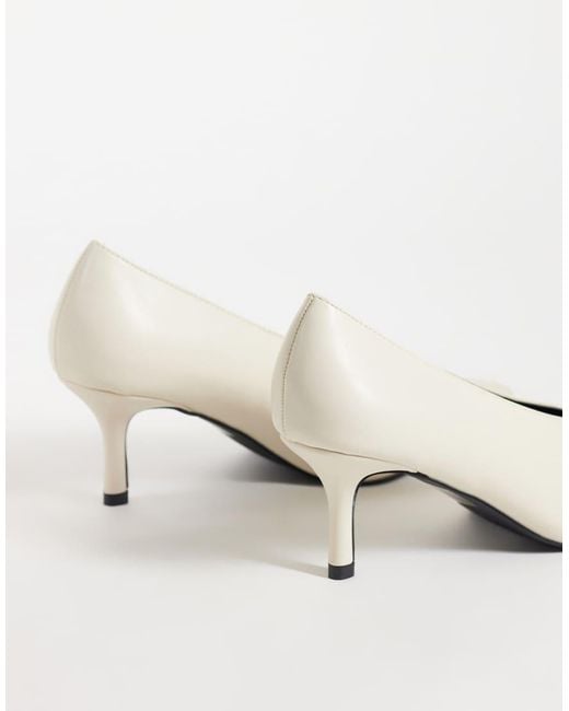 Public Desire White Solaire Heeled Court Shoes