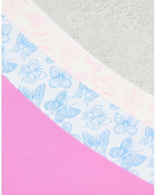 Cotton on - confezione da 3 perizomi invisibili con stampa di farfalle di Cotton On in Pink